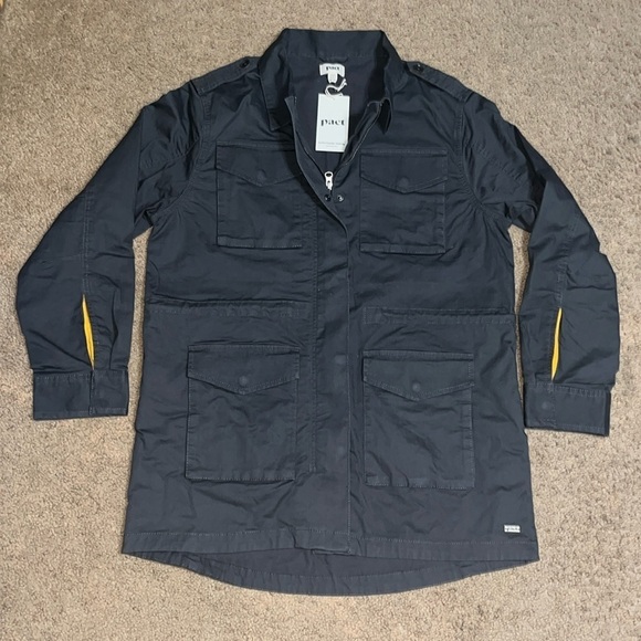 Pact Organic Woven Lined Safari Jacket Gray Large - Picture 2 of 9